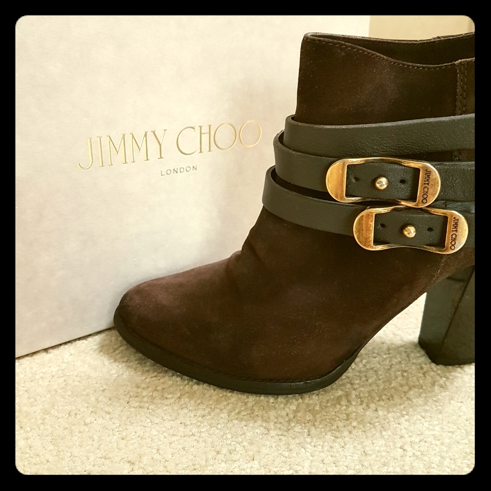 Jimmy Choo ankle bootie brown suede 39.5